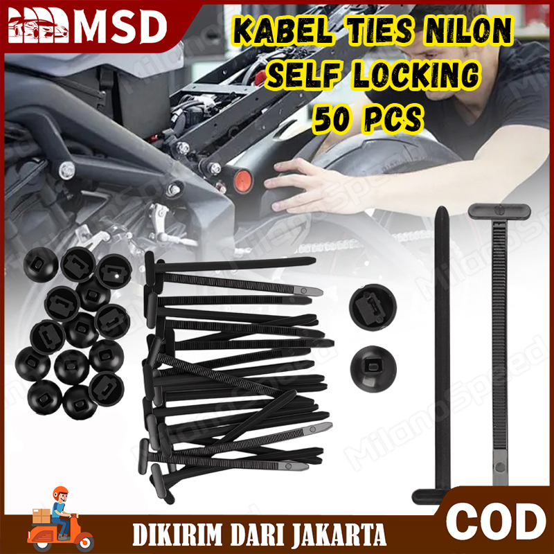 50PCs cable ties nylon self locking clips strap fastener cable tie multifunctional car motorcycle heat & water resistant Harga 36,400 rupiah*Gratis Ongkir