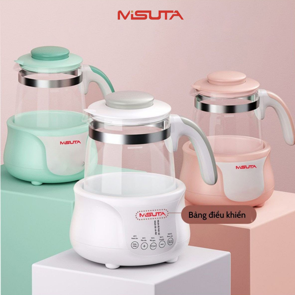 Bình đun nước pha sữa giữ nhiệt misuta , máy đun nước siêu tốc hiển thị nhiệt độ - giữ nhiệt liên tục 24h