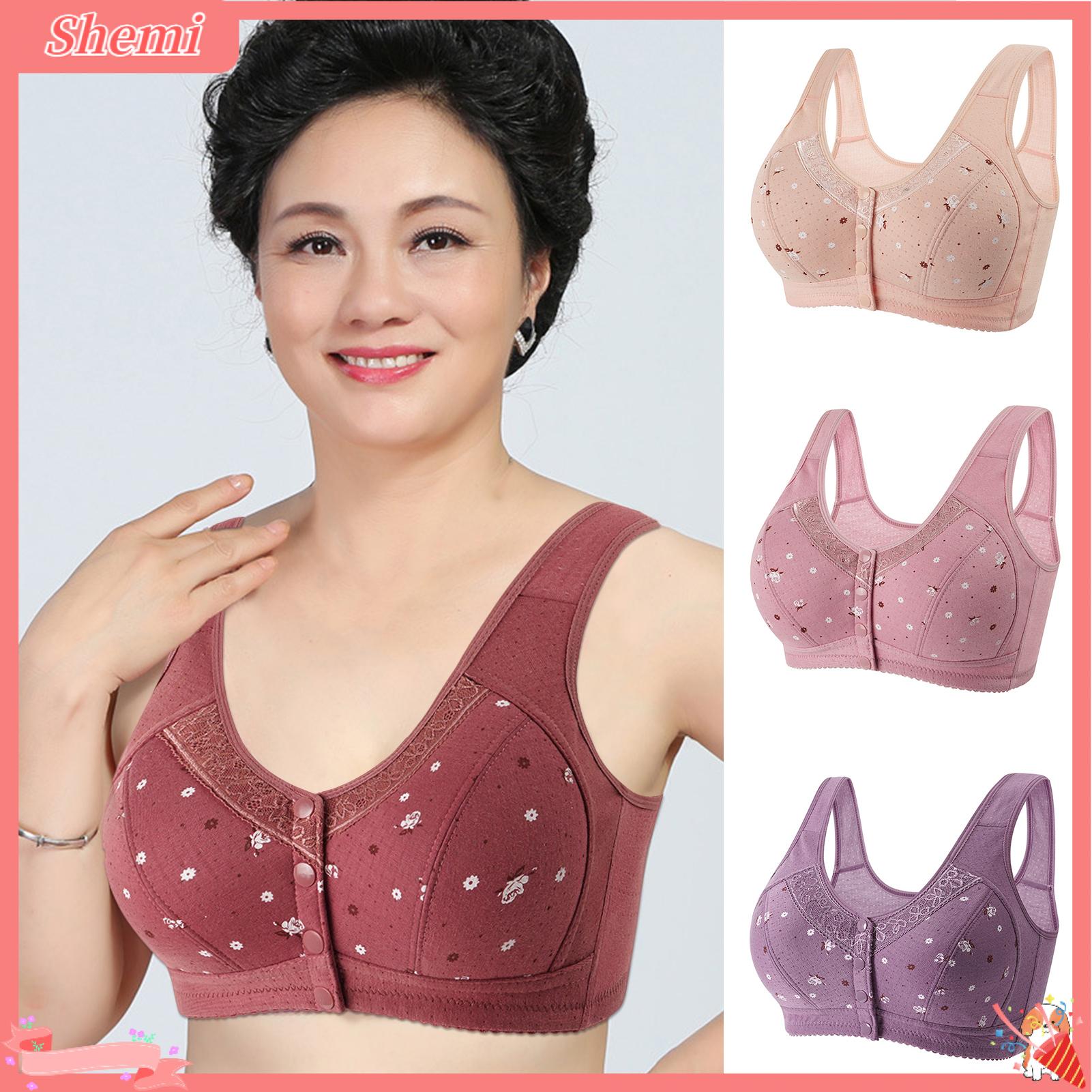 Shemi cỡ lỡn in hoa không gọng không có miếng đệm áo ngực cho con bú mẹ trung niên mở Áo Lót Áo Ngực Trước ssiere Áo lót áo ngực đơn giản