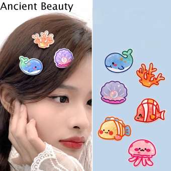 ANCIENT Ốc xà cừ Kẹp Tóc cá đại dương Rong Biển San Hô Kẹp tóc hình sứa Sáng Tạo Hoạt hình Kẹp mỏ vịt động vật Tiệc tùng
