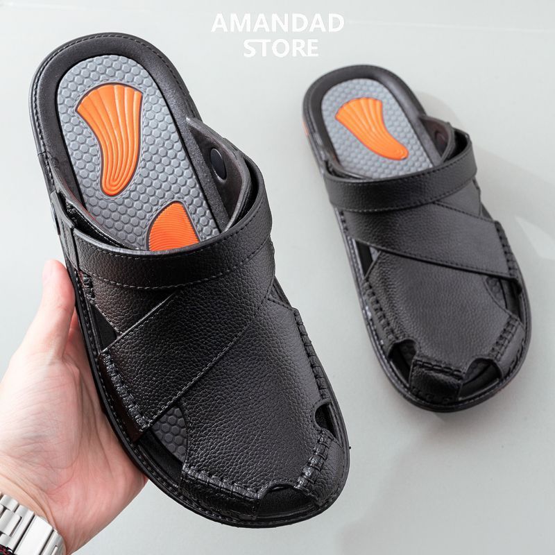 QiaoYiLuo Men's sandals slippers men's breathable dual-purpose non-slip work sports running sandals men