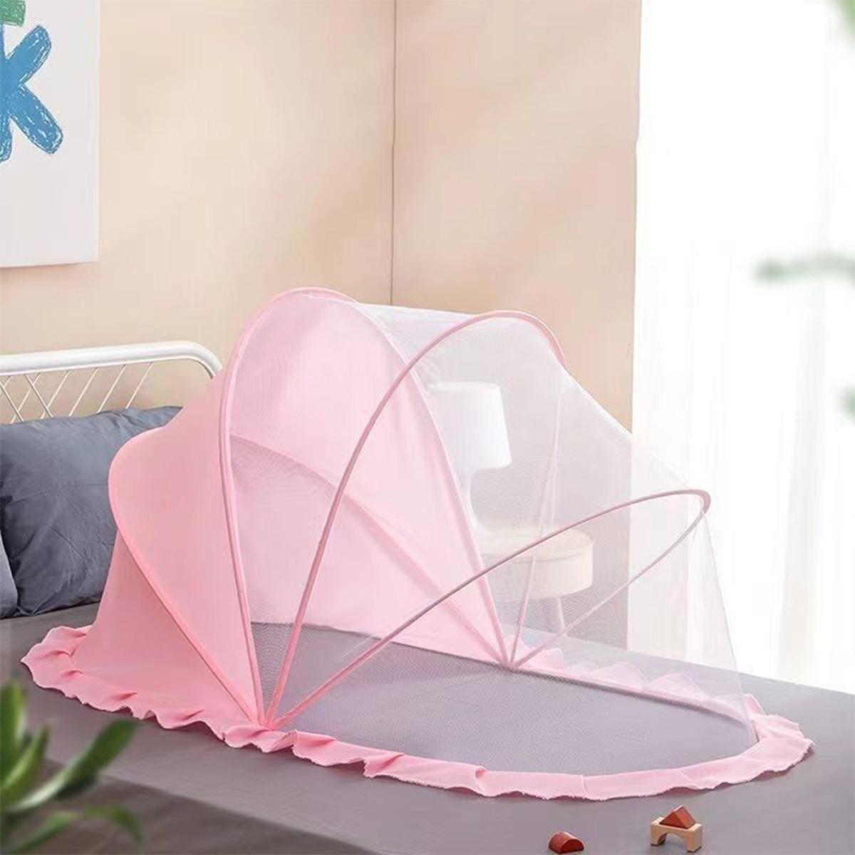 Foldable Baby Bed with Mosquito Net Breathable Mesh Durable Frame Lightweight Portable Indoor Travel Crib for Infant Toddler