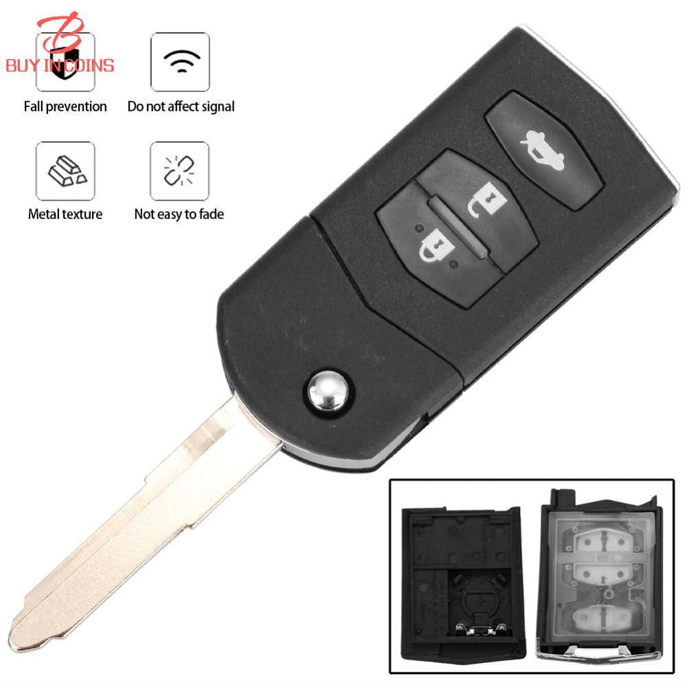 BC 2/3 Button Car Remote Key Fob Shell Case Folding Flip For Mazda 2 3 5 6 CX-7 / CX-9 / MX-5 With Uncut Blade Replacement ราคา 138 บาท*ส่งฟรี
