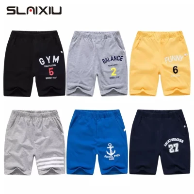 SLAIXIU Boy Casual Shorts Pant Knee Length Soft Cotton Kids Trending Shorts for Boys Elasticity Loose Boy Short Pants (1PCS)