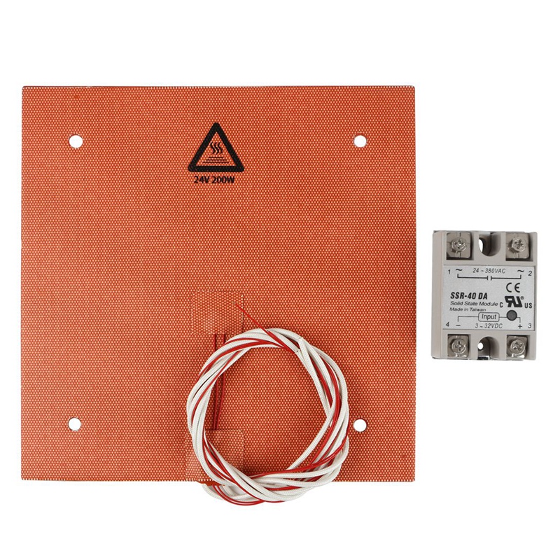 235X235mm 24V 200W Silicone Heater 3D Printer Heater Heatbed Pad with Solid State Relay for 3D Printer Parts