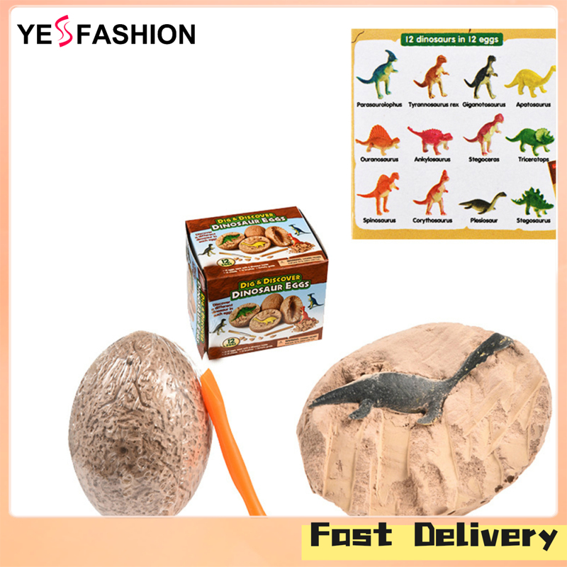 Yesfashion Store IN stock Dino Eggs Excavation Set of 12 Dinosaurs Fossil Dig Up Kit Archaeology Science Gift