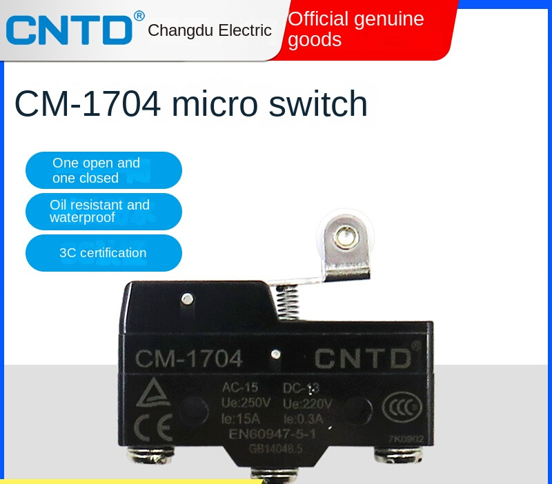 Công Tắc Hành Trình Micro CNTD TM-1704/CM-1704 Changde - 15A, Z-15GW22S-BLXW5-11G2, Điều Khiển Chính Xác Công Nghiệp