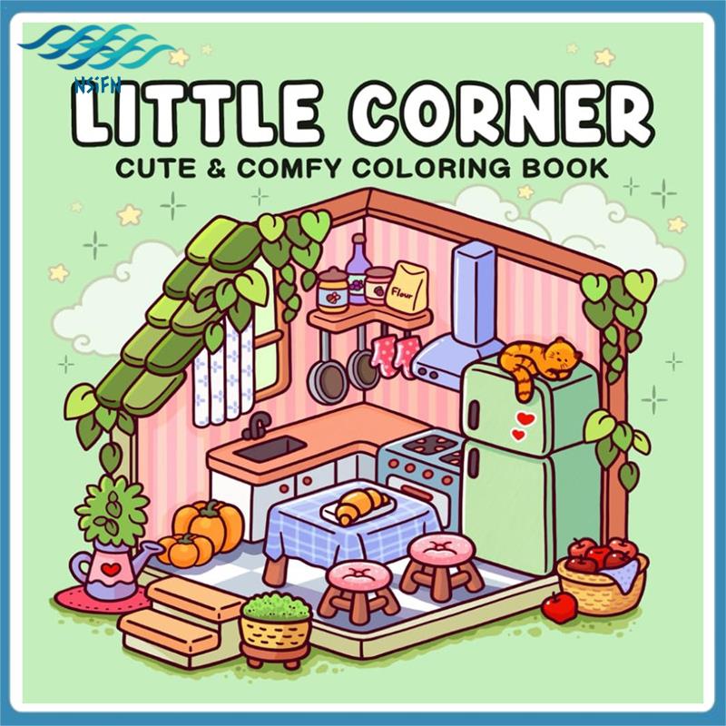 Little Corner: Coloring Book for Adults and Teens Super Cute Design of Cozy Hygge Spaces for Relaxation Spaces Coloring