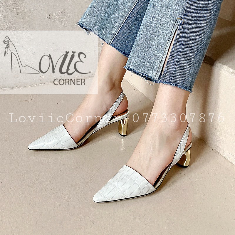 SỤC NỮ CAO GÓT LOVIIECORNER - GIÀY CAO GÓT NỮ 5P MŨI NHỌN ĐẾ VUÔNG 5 CM