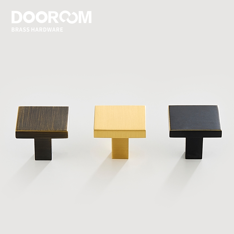 [ZBER] Dooroom Brass Furniture Handles Modern Nordic Square Wardrobe Dresser Cupboard Cabinet Door Drawer Shoe Box Pulls Knobs ☆