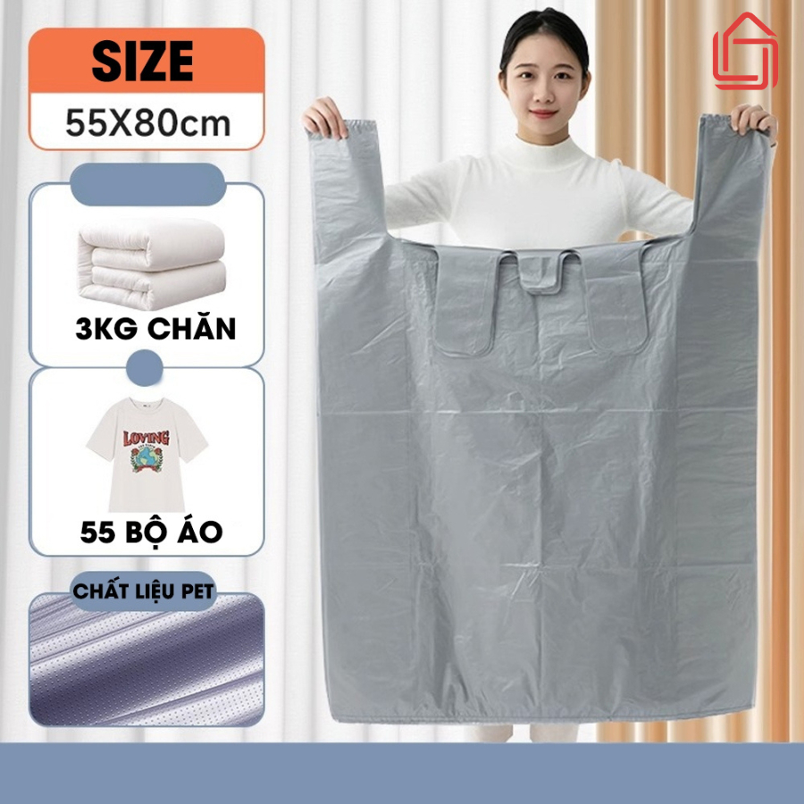 Combo 10 túi nilon size đại 55-125cm, dẻo, dai, túi bóng hai quai đựng chăn, đựng rác công cộng