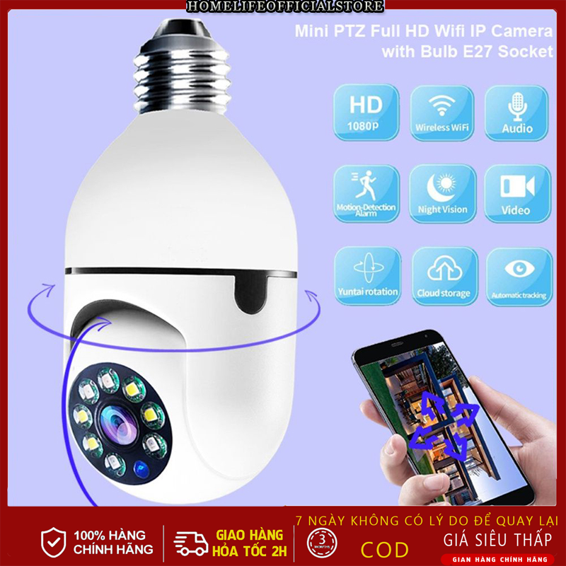 Camera giám sát 3 triệu bóng đèn (ưu đãi đặc biệt [1 triệu pixel]) Camera WiFi HD Đui Bóng Đèn, Xoay 360