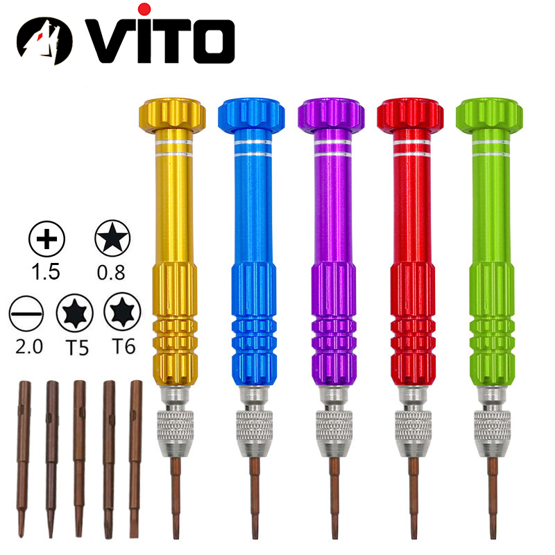 Bộ tua vít sửa chữa điện thoại, điện tử 6 chi tiết vito hợp kim chắc chắn