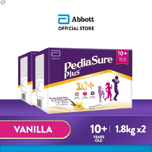 Pediasure Plus 10+ Vanilla 1.8kg Bundle of 2 for Adolescents 10-15 Years Old Powdered Milk (3.6kg) **