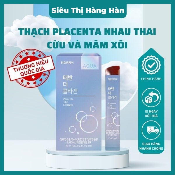 Thạch Placenta Nhau Thai Cừu Và Mâm Xôi bổ sung collagen giảm rụng tóc Hộp