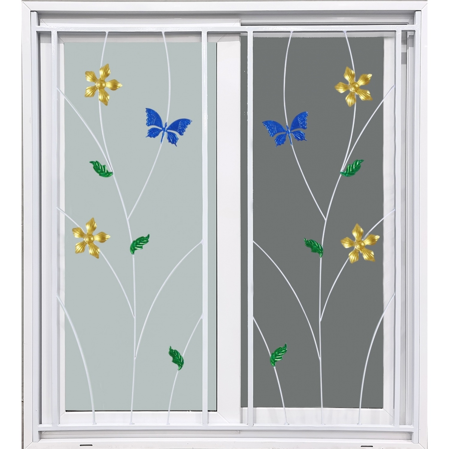 BigHot WINDOW ASIA (ECO 60-100) หน้าต่าง UPVC บานเลื่อน SS+เหล็กดัดลายผีเสื้อ (color) 120X110 ซม. สีขาว พร้อมมุ้ง ยอดขายอันดับ 1 ราคา 4,559 บาท*ส่งฟรี