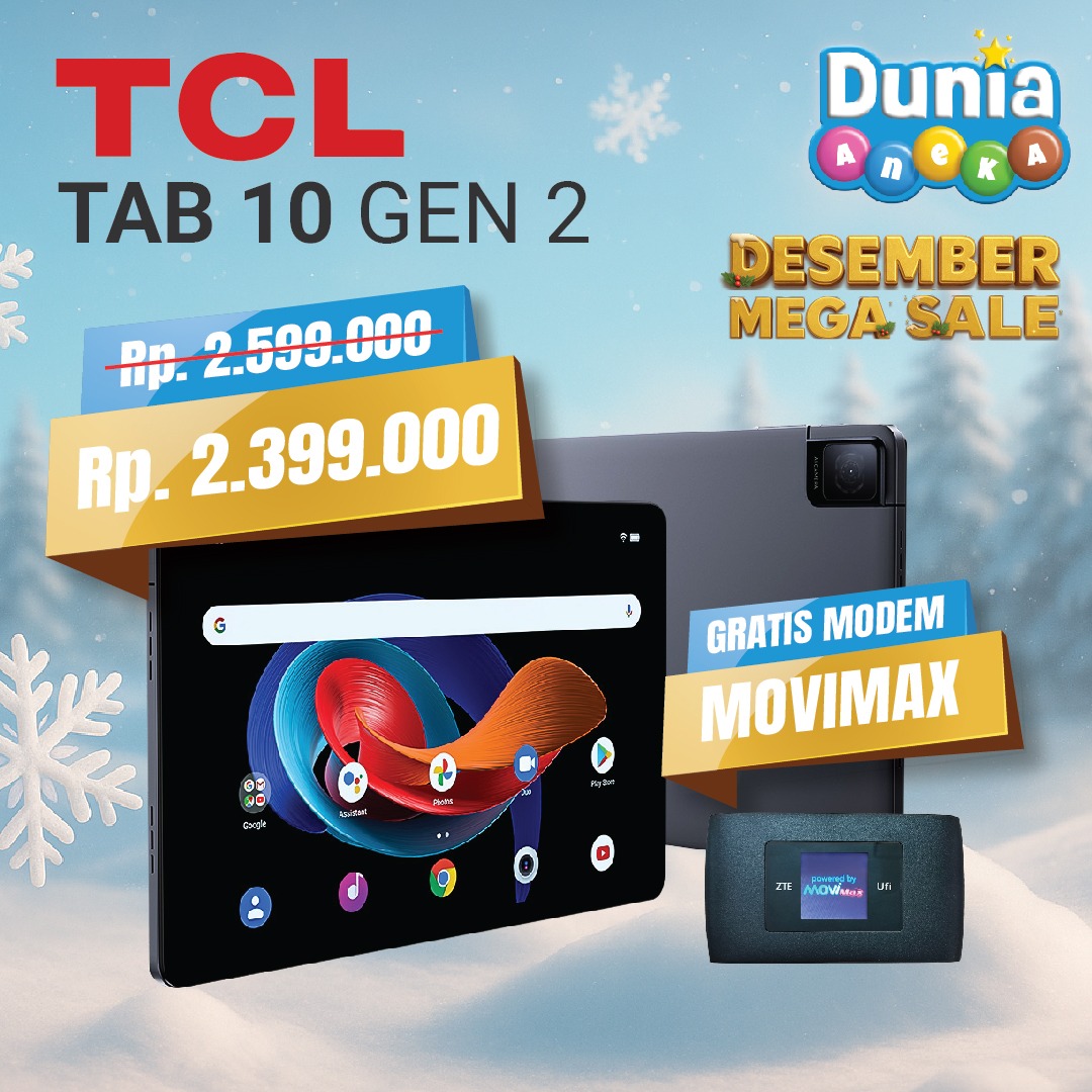 TCL TAB 10 Gen 2 Android Tablet 10.4" | 4GB/64GB | Cocok Untuk Belajar & Hiburan – Garansi Resmi - Merek TCL Harga 2,399,000 rupiah*Gratis Ongkir