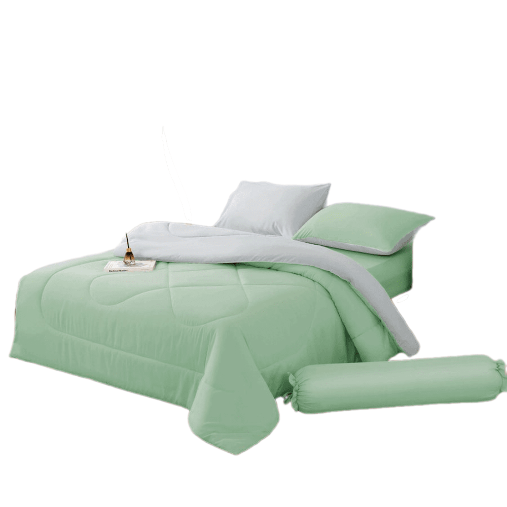 G.House Online TRUFFLE ชุดเครื่องนอนพร้อมผ้านวม 5 ชิ้น ขนาด 6 ฟุต รุ่น SUNKO-09 สีเขียว-เทา ของแท้ ราคา 1,365 บาท*ส่งฟรี