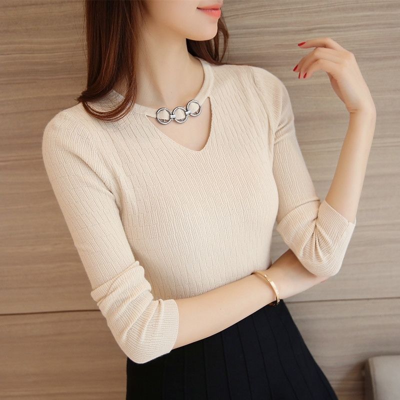 Áo sơ mi dài tay thường ngày thời trang phong cách hàn quốc nữ cỡ lỡn Áo dệt kim