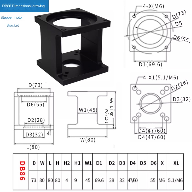 [Puffide] Giá Đỡ Động Cơ Bước/Servo - Động Cơ Bước Db86 Với 4 Ốc Vít | Tùy chọn từ 57-130mm Tương Thích Trục Vít Bi | Công Nghiệp Tự Động Hóa