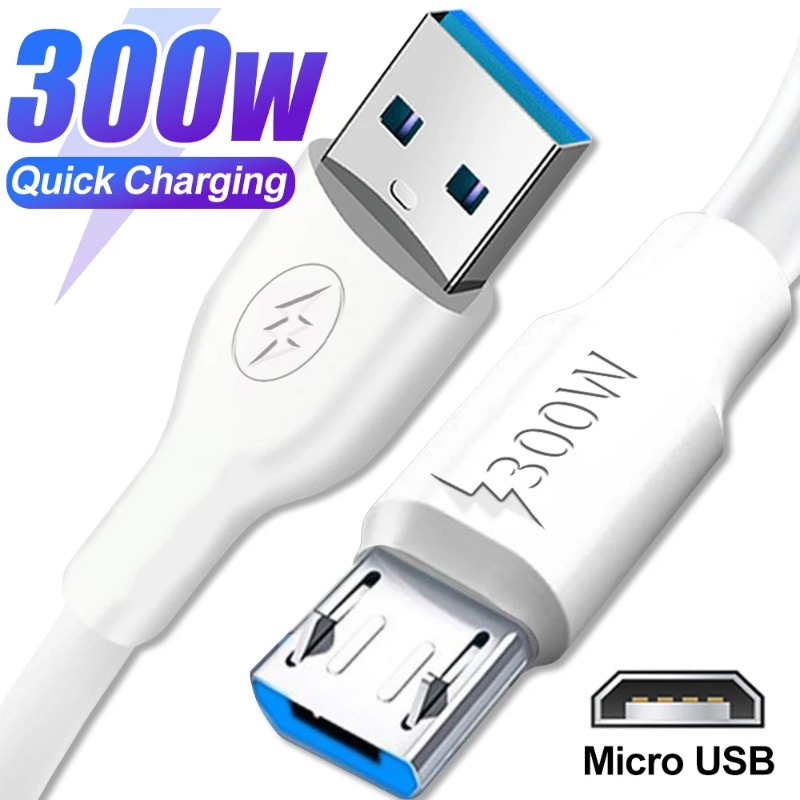  300W siêu nhanh Cáp sạc điện thoại di động USB A Để Micro USB Mạnh Mẽ Silicone dây sạc Cho Android Xiaomi Redmi Dây cáp truyền dữ liệu 