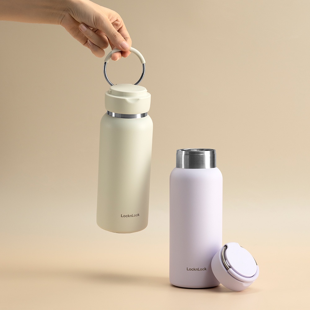 Bình giữ nhiệt Lock&Lock Sling Ring Tumbler 650ml - 800ml - Màu mint tím nhạt ngà LHC4321-22