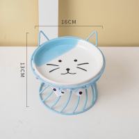 SKISOPGO Pet Bowls Elevated Cat Bowl Raised Ceramic Cat Dog Dish with Metal Stand Pet Food Feeding Station for Cats Kitten Puppies and Small Dogs
