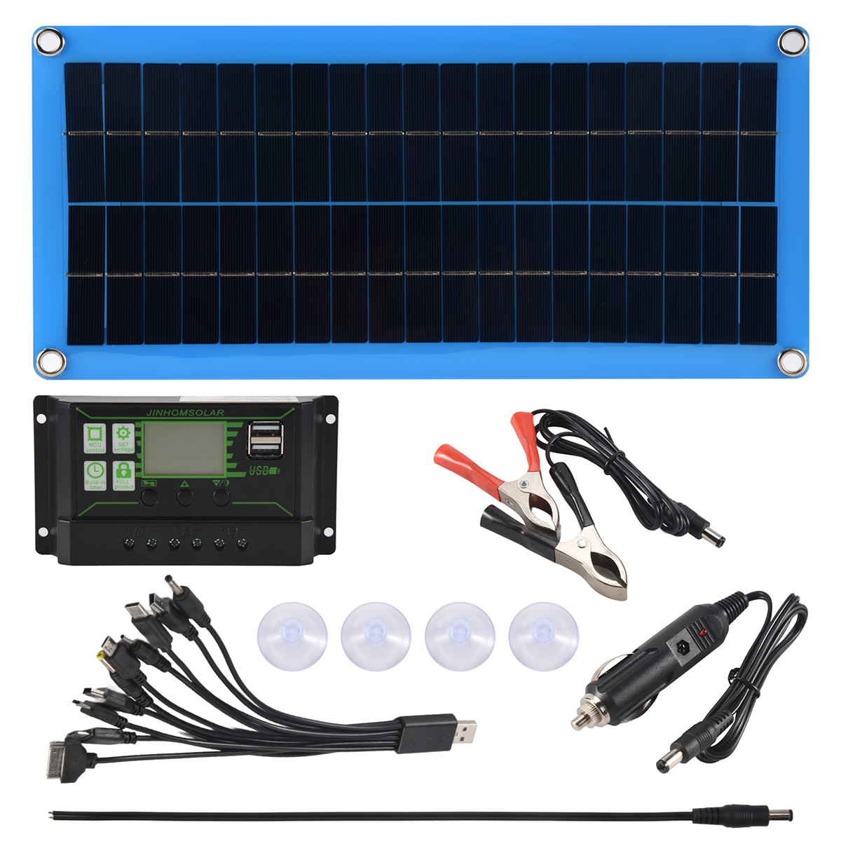 300W Solar Panel 12V 5V Dual USB Controller Waterproof Monocrystalin Solar Cells Battery Charger