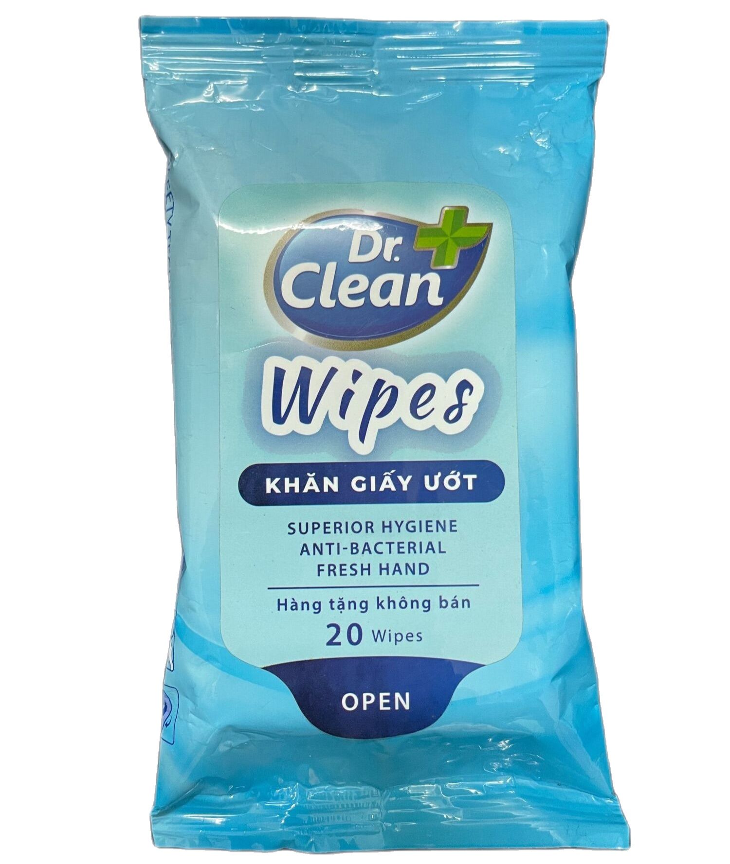 Khăn ướt bỏ túi Dr Clean cao cấp 20 tờ - không mùi - An toàn cho bé
