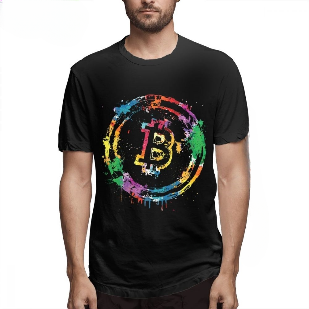 heavyweight Informal Cool Men T Shirts Colorful Bitcoin Colors Tee Shirt 3D Print Graphic T-Shirt Pure Cotton S-5XL Plus Size