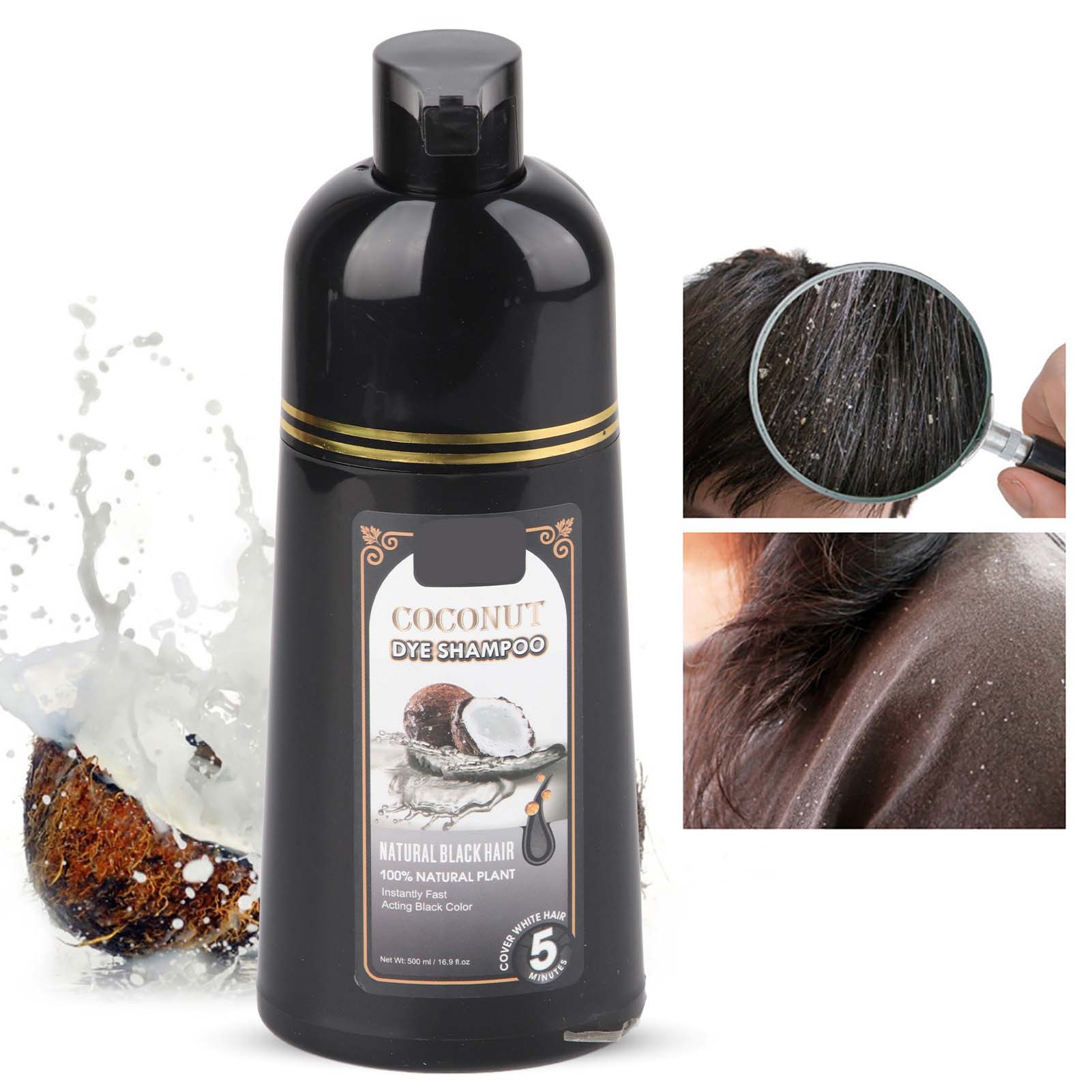 Pure Shampoo 500ml Coconut Ginger Shampoo Fast Black Hair Hair Dye Coloring Nourishing Shampoo
