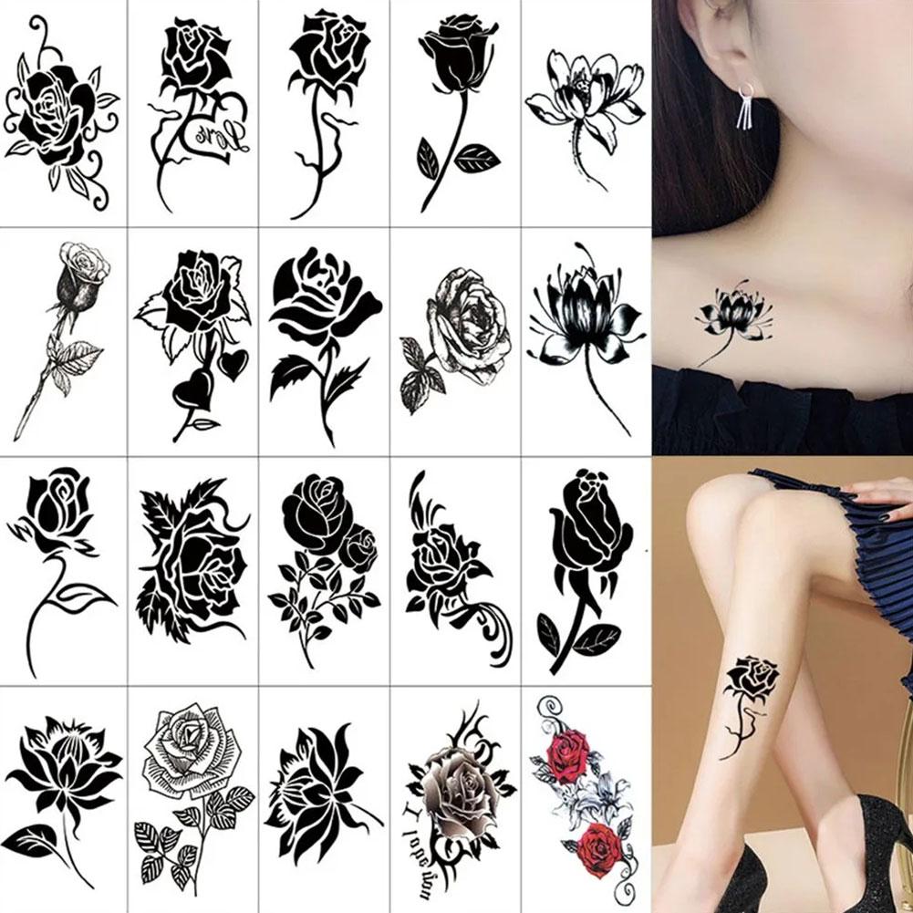 20/50pcs không thấm nước giả hình xăm sexy lady hoa phụ hình thuật xăm thể thời tạm hình hồng rỡ cho nghệ tối xăm nữ bướm trên cơ rực J6B8