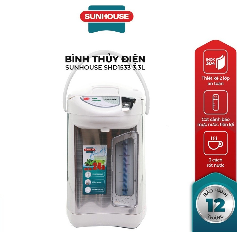 Bình thủy điện 3.3l sunhouse shd1533