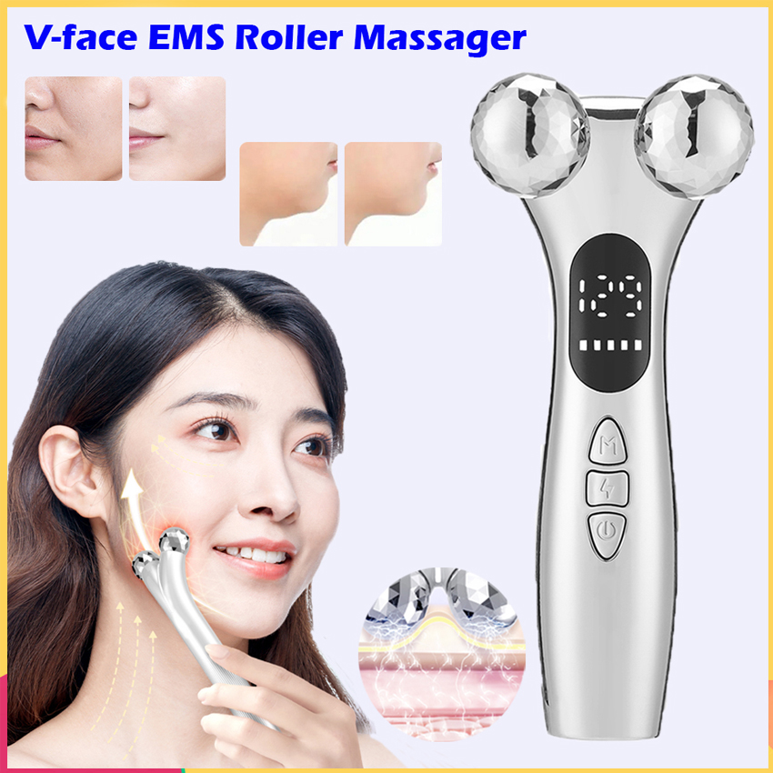 V-mặt EMS xung lăn mặt massager điện Microcurrent nâng cơ mặt công ty mỏng hơn cằm đôi Remover mất dần nếp nhăn sạc USB