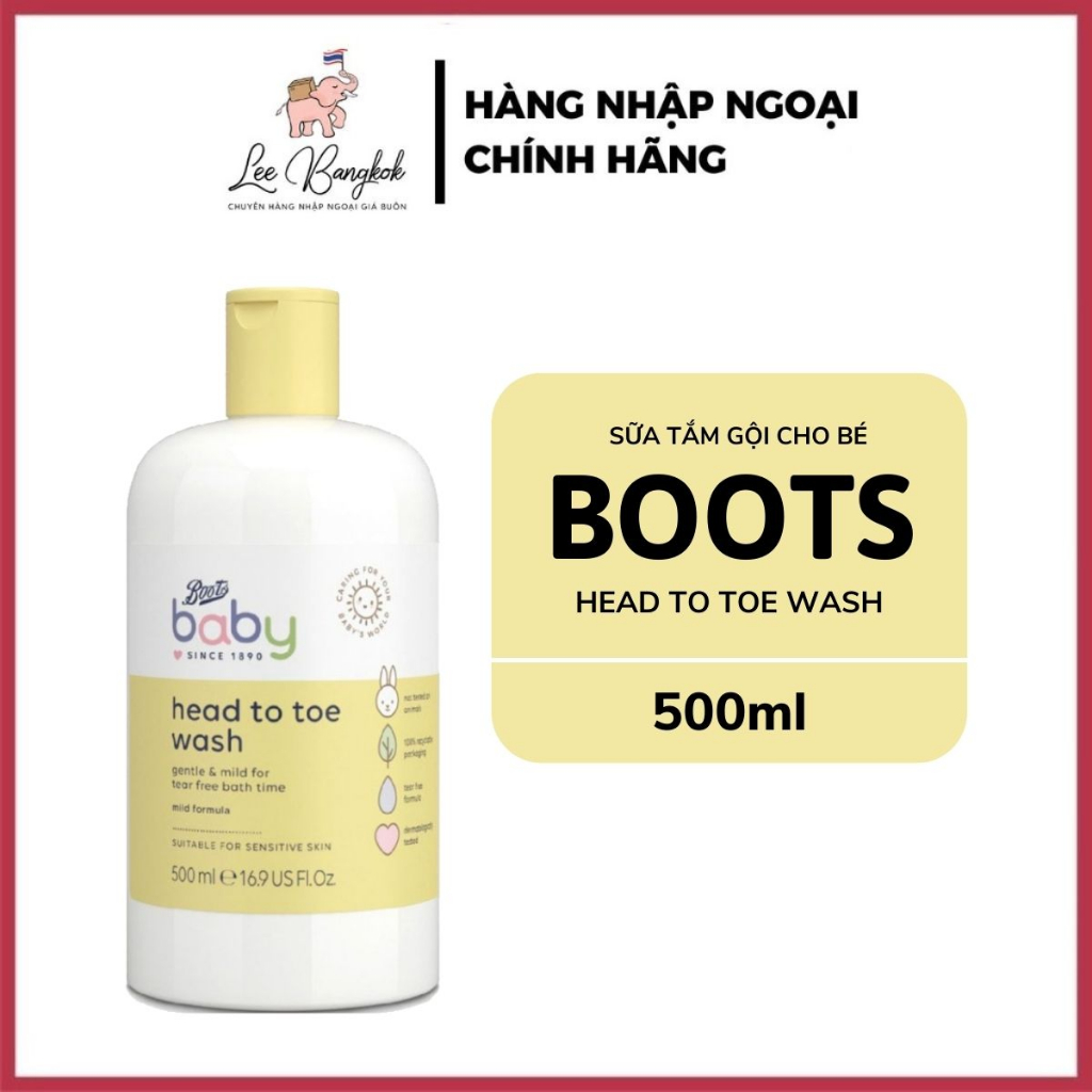 [Nội Địa Thái] Sữa Tắm Gội Toàn Thân Cho Bé Boots Baby Head To Toe Wash Chính Hãng Cho Tóc Bé Mềm Mượt 500ml