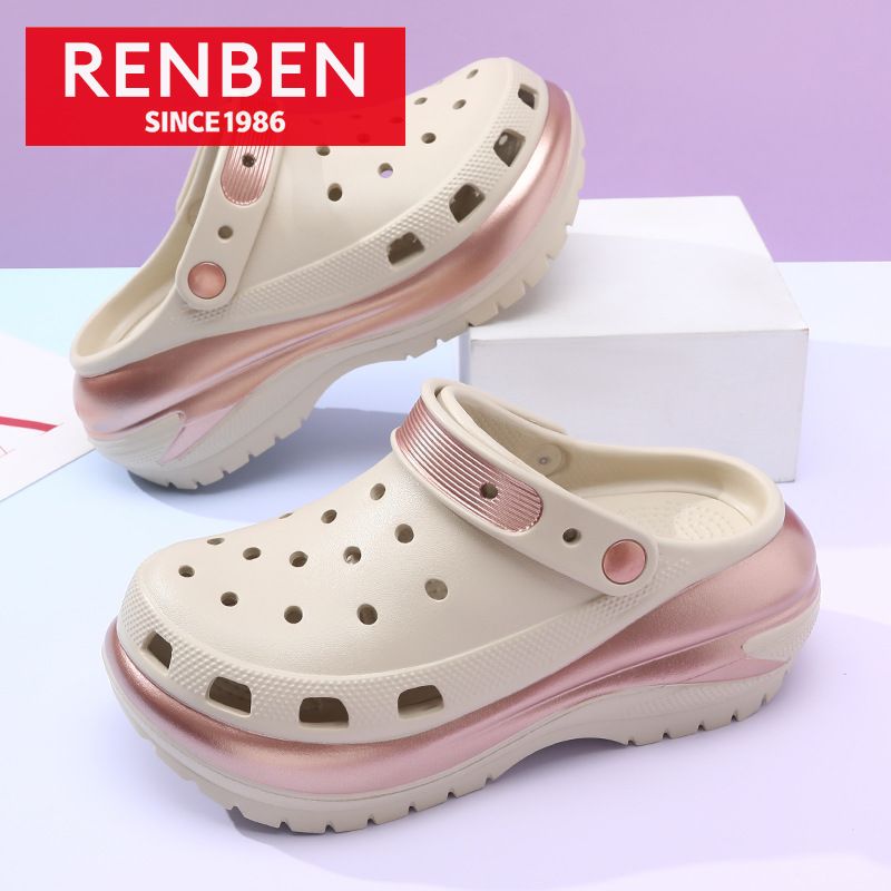  RENBEN Xăng đan cặp đôi ngoài trời Khử Mùi Tăng dép đi ngoài trời chiều cao chống trượt cao Gót EVA Giày tổ ong thường ngày cho Nữ 
