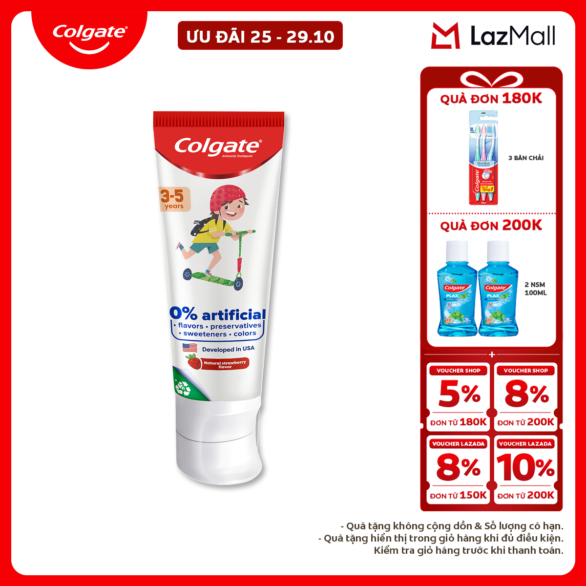 Kem đánh răng Colgate Kid Free From cho trẻ em 3-5 tuổi không hương liệu và chất bảo quản 80g/tuýp