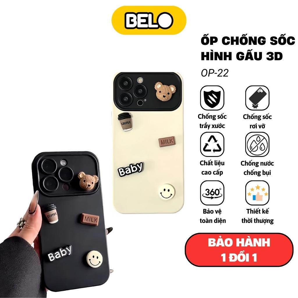 Ốp lưng iphone TPU mềm chống sốc màu kẹo hình gấu 3D cho iphone 7/8/plus/x/xs/11/12/13/14/15/pro/max/plus/promax - Belo