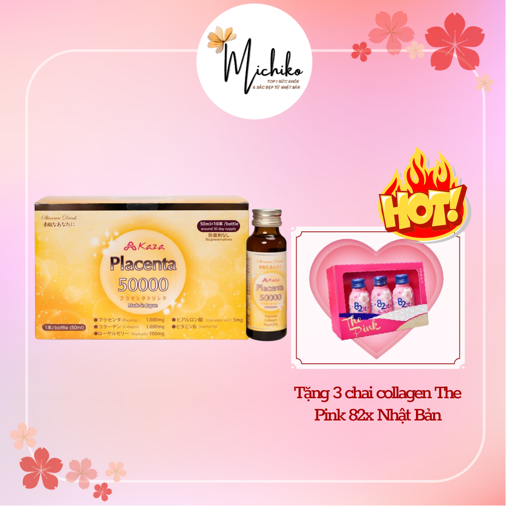 Nước uống tinh chất nhɑu thai Kaza Placenta 50000mg (Hộp 10 chai x 50ml)