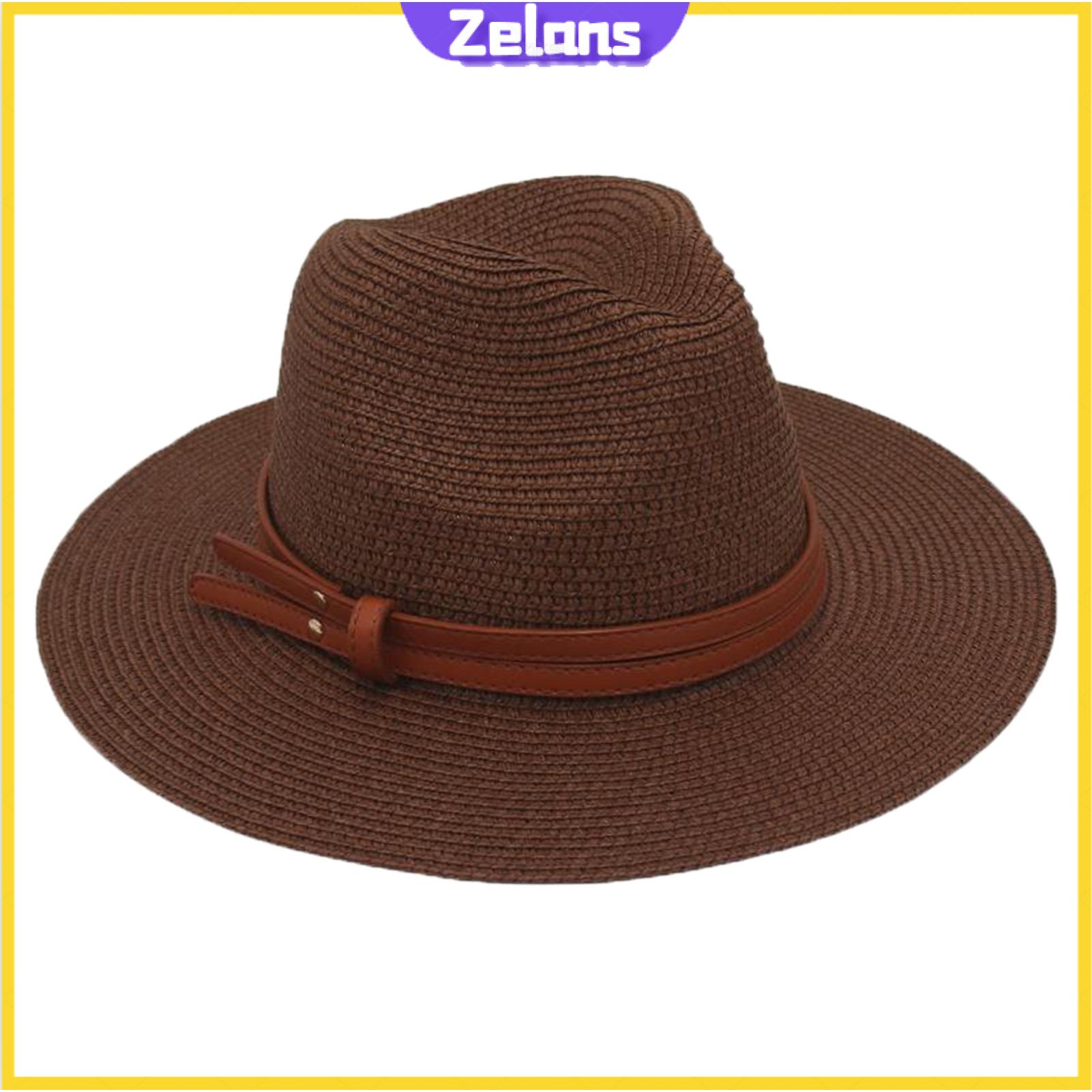 Zelans Sun Hat Upf 50 Sun Protection Hat Women’s Wide Brim Straw Hat with Faux Leather Belt – Adjustable Foldable Summer Beach Hat for Uv Protection Jazz Style Perfect for Asia Outdoors - 2