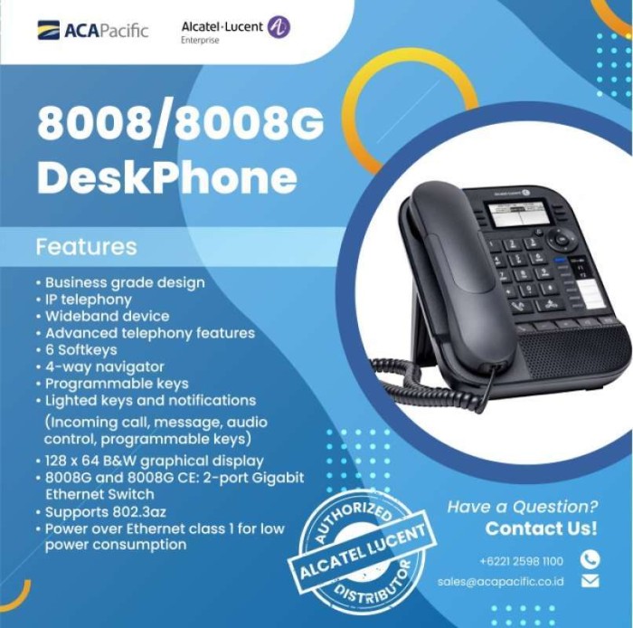 ALCATEL-LUCENT 8008/8008G DESKPHONE Harga  2,660,000 Ringgit*Penghantaran Percuma