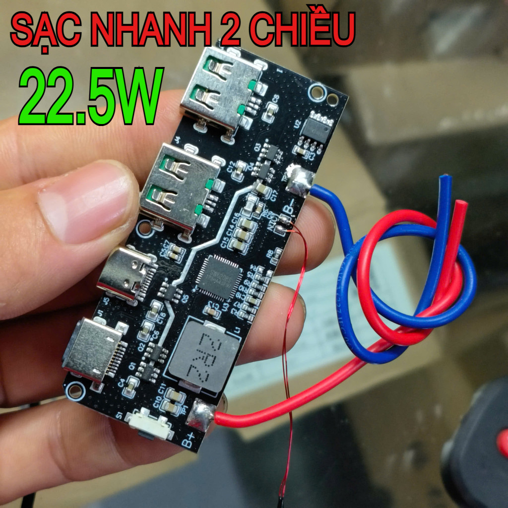 LK247 Mạch Sạc Nhanh Dự Phòng QC5A 22.5W Max Sạc Nhanh 2 Chiều Type-C tích hợp Bảo Vệ pin 3.7v 18650, 21700 pin lipo 10.000mah