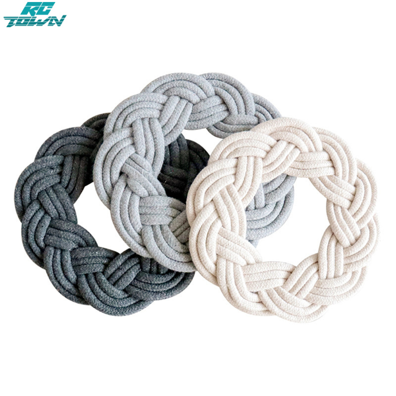 Round Woven Placemats Heat Resistant Handmade Cotton Rope Woven Place Mat For Cups Plates Cutlery Cooking Pots ราคา 74 บาท*ส่งฟรี