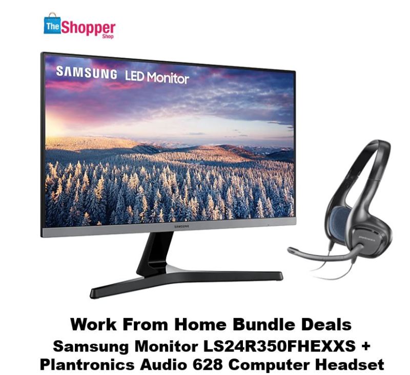 Work From Home - Bundle Deal Samsung Monitor S24R350 + Plantronics Audio 628 Computer Headset Singapore