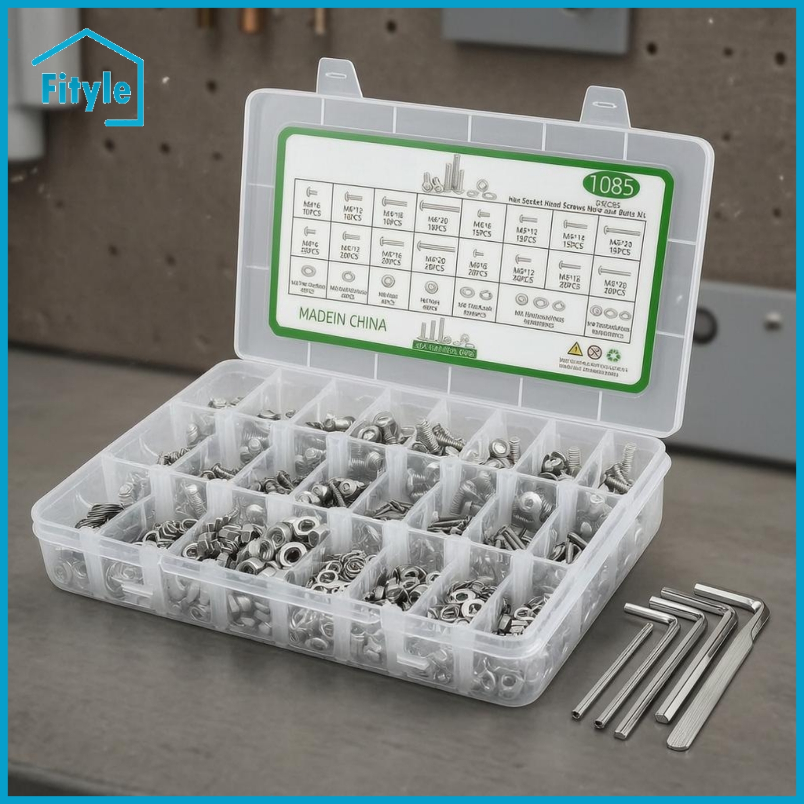 Fityle Labeled Compartments Socket Cap Screw and Nut Set Organized Storage Box Metric Screw Assortment Kit Stainless Steel Hardware Kit High Hardness ราคา 2,363 บาท*ส่งฟรี