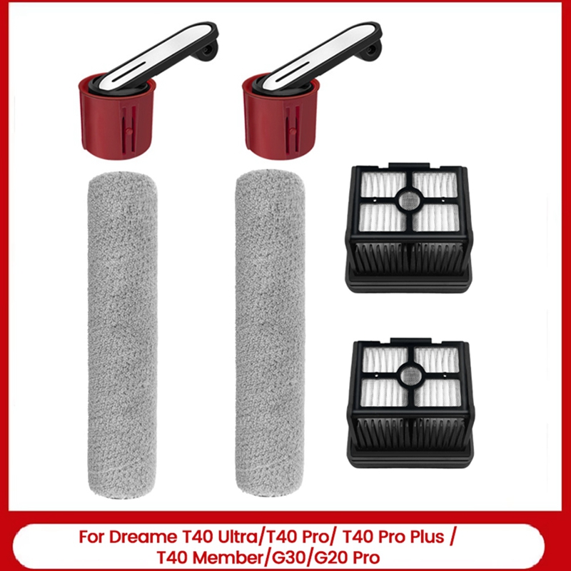 [dub]-6PCS Roller Brush&HEPA Filter forDreame T40 Ultra/T40 Pro/T40 /T40 Member/G30/G20 Pro Vacuum Cleaner Accessories