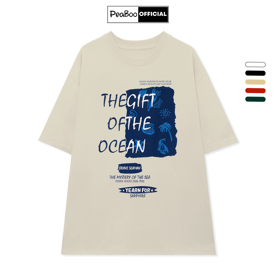 Áo Thun Unisex PEABOO mã TN The Gift Of The Ocean Chất Cotton Form Rộng Tay Lỡ Cho Nam Nữ