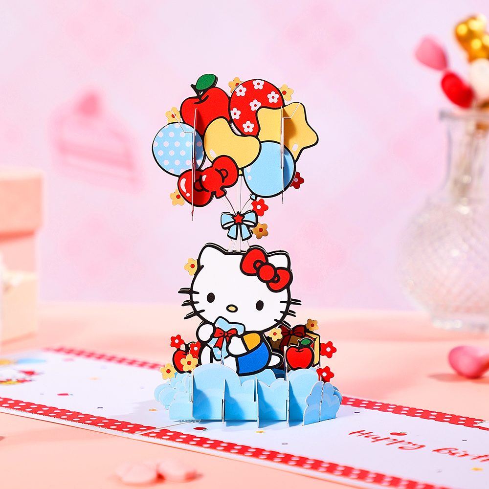 Corneliali Hello Kitty thẻ nhân vật hoạt hình chúc mừng sinh nhật thiệp chúc mừng bưu thiếp ngạc nhi
