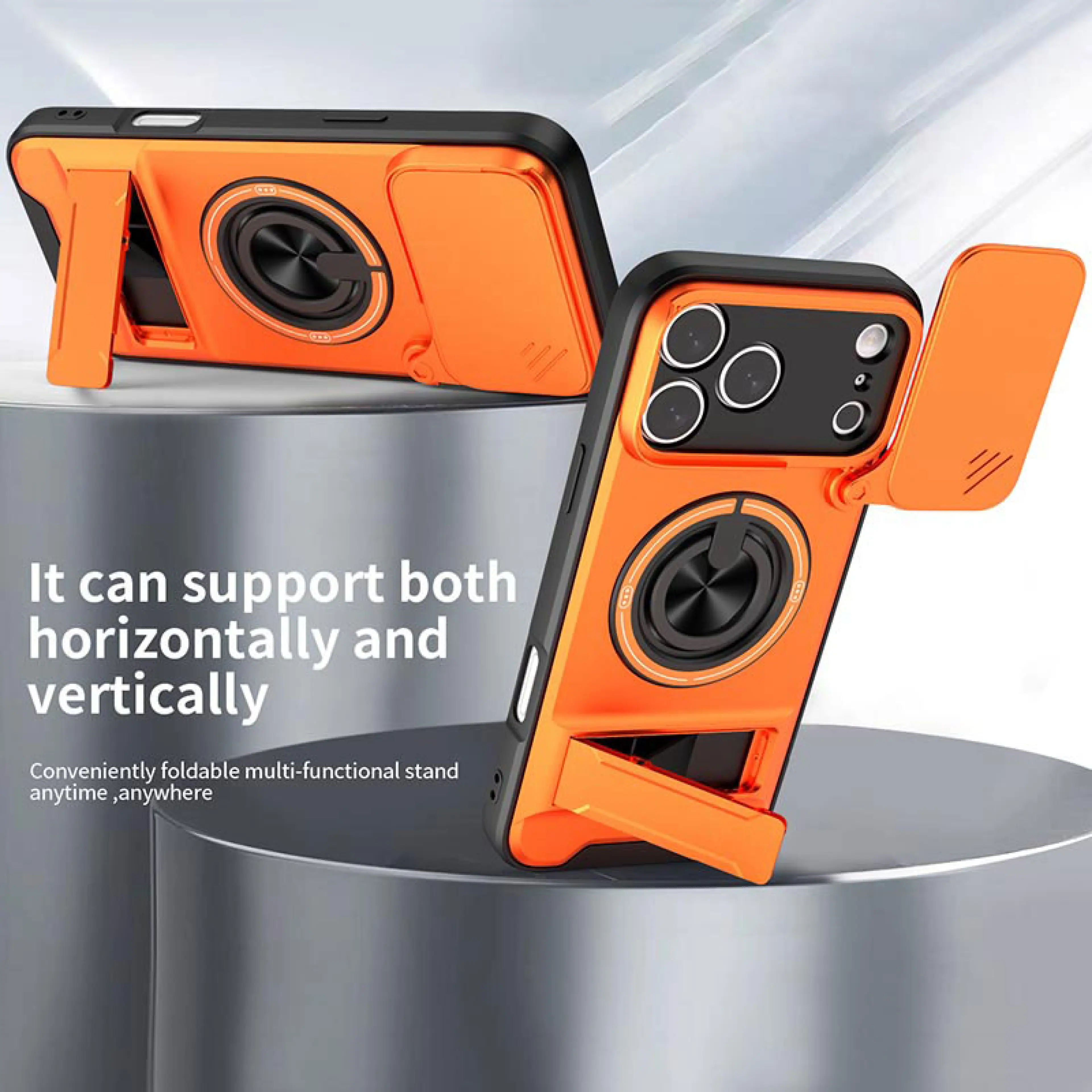 For iPhone 17 Air 16 15 14 Plus 13 12 11 Pro Max Phone Case, Slide Camera Protection Hard Ring Cover