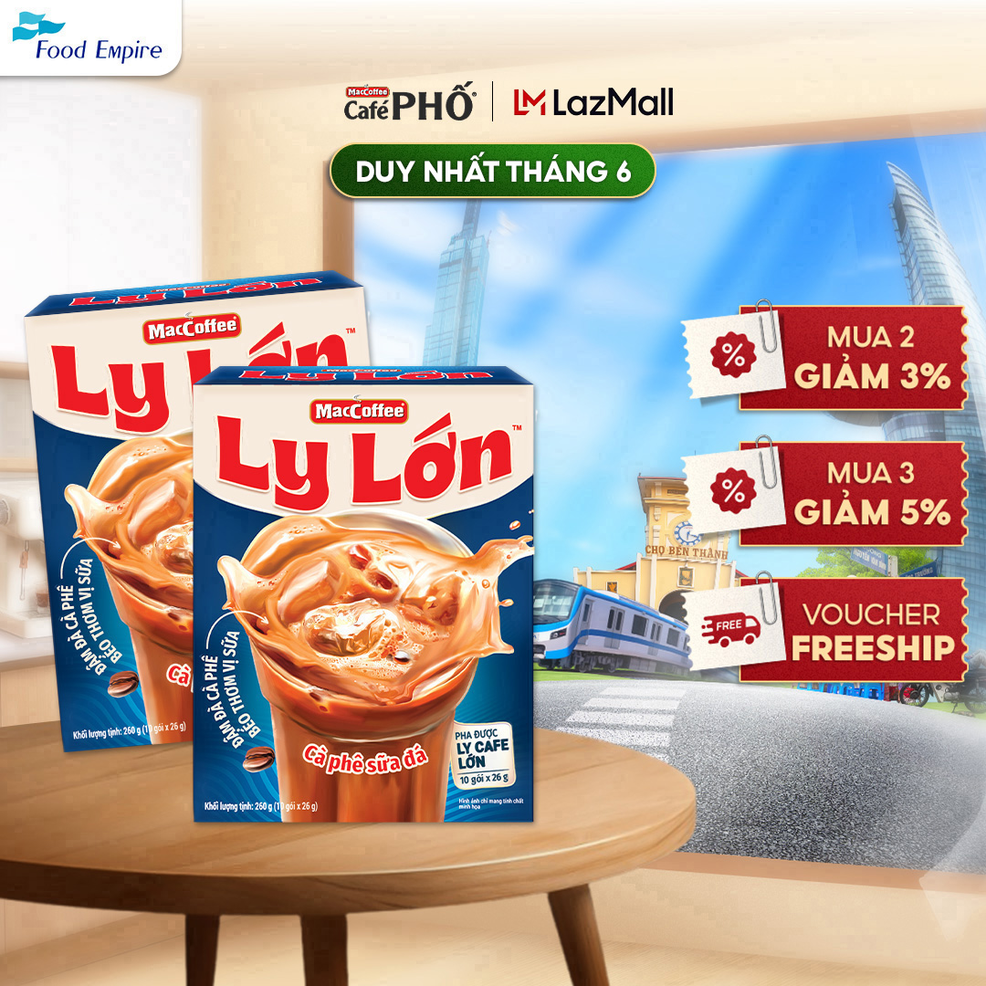 Combo 2 hộp Cà phê Ly Lớn - Maccoffee (hộp 10 gói x 26g)
